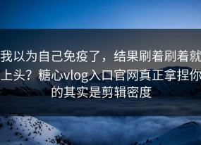 我以为自己免疫了，结果刷着刷着就上头？糖心vlog入口官网真正拿捏你的其实是剪辑密度